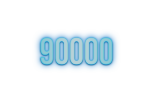 90000 subscribers celebration greeting Number with bannerneon design png