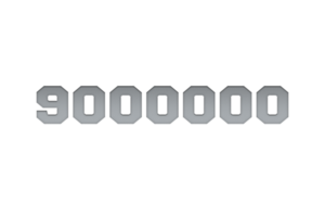 9000000 subscribers celebration greeting Number with metal engriving design png