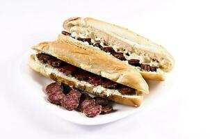 Sausage sandwich isolated photo