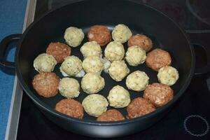 Meat Balls and Dumpling in a pan photo