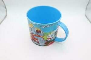 Mug for kids cartoon,kids plastic mug small size,cartoon printed mug on white background photo