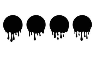 Paint dripping round icons. Dripping liquid. Paint flows. Current paint, stains. Current drops. Current inks. Vector illustration.