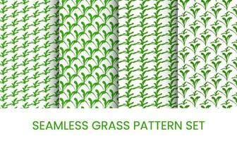 seamless grass pattern set template vector
