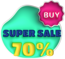Sale banner design,Shopping deal offer discount,Super sale 70 percentage.3d illustration png