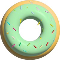 3d Rendern Bild.lecker glasiert Donuts mit Sträusel. Aussicht von über. png