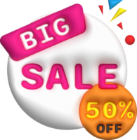 Sale banner design,Shopping deal offer discount,Big sale 50 percentage off.3D illustration png