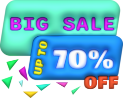 Sale banner design,Shopping deal offer discount,Big sale up to 70 percent off.3d illustration png