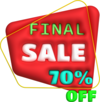 Sale banner design,Shopping deal offer discount,Final sale 70 percent off. 3d illustration png