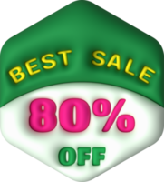 Sale banner design,Shopping deal offer discount,Best sale 80 percent off. 3d illustration png