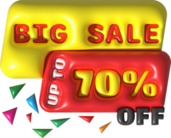 Sale banner design,Shopping deal offer discount,Big sale up to 70 percent off.3d illustration png