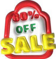 Sale banner design,Shopping deal offer discount,sale 80 percent off.3d illustration png