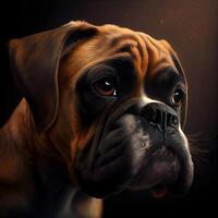 retrato de un Boxer perro con negro antecedentes. estudio disparo., ai generativo imagen foto