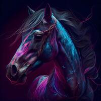 Fantasy horse. Colorful fantasy portrait of a beautiful stallion. photo