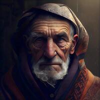 Portrait of an old man with a beard and mustache. Portrait of an old man., Image photo