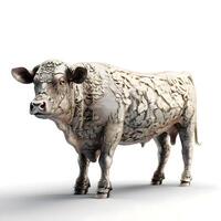 Silver cow isolated on a white background. 3d render image., Image photo