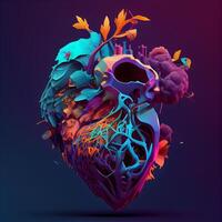 humano corazón con livianos y pulmones. 3d ilustración. vector., ai generativo imagen foto