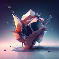 3d render, abstract background, geometric shape, liquid paint splashing., Image photo