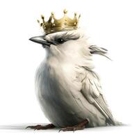 Pigeon with crown on his head - 3D Illustration, Ai Generative Image photo