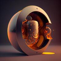 3d render, abstract technological background. Futuristic shape made of metal., Image photo