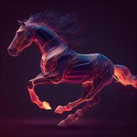 3d representación de un caballo con un melena y melena., ai generativo imagen foto