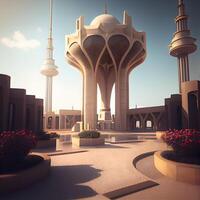 3D rendering of a mosque in Dubai, United Arab Emirates., Image photo