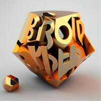 Big sale concept. 3D render of cubes with golden letters., Image photo