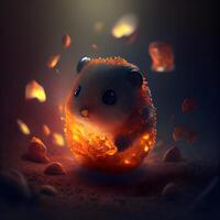 Hamster coming out of the earth. 3D illustration. Conceptual image., Image photo