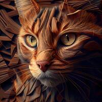 Cat's face. Digital painting. 3D rendering. Computer graphics., Image photo