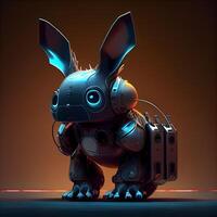 Robot with big ears. 3D rendering. Futuristic robot., Image photo