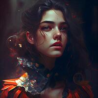 Fantasy portrait of a girl in the image of an ancient warrior., Image photo