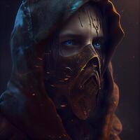 Fantasy portrait of a man in a gas mask. Fantasy., Image photo