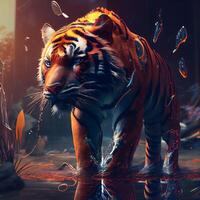 Tiger in the zoo. The tiger is a symbol of the year 2022., Image photo