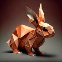 Paper origami rabbit on a dark background. Animal origami., Image photo