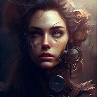 Portrait of a beautiful girl in the style of steampunk., Image photo