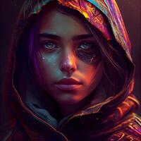 Fantasy portrait of a girl in the image of a witch., Image photo