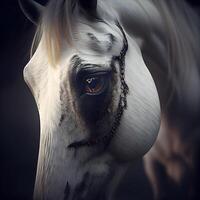 Fantasy portrait of a beautiful white horse with big mane., Image photo