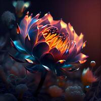 Beautiful lotus flower glowing in the dark,3d rendering, Image photo