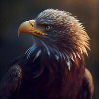 Portrait of a bald eagle in the forest. The majestic bird of prey., Image photo
