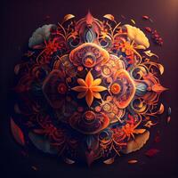 abstract fractal background with a fantasy flower in the center., Image photo