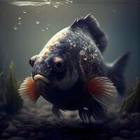 Fish in the aquarium. 3D rendering. Underwater world., Image photo