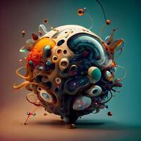 3d rendering of abstract sphere with colorful elements, 3d illustration photo