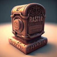 3d rendering of a retro mailbox with the word russian., Image photo