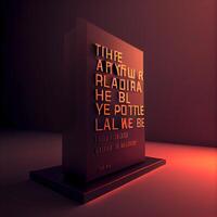 3d rendering of a pedestal with the inscription of the quote., Image photo