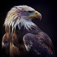 Bald Eagle on a black background. 3d rendering. Computer digital drawing., Image photo