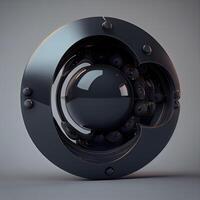 Abstract 3d rendering of black sphere. Futuristic technology style., Image photo