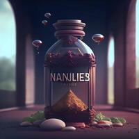 3D rendering of a bottle of Nainville's Liqueur, Image photo