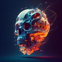 Skull in fire. 3d illustration. Design element., Image photo