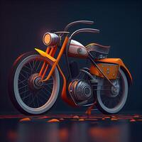 Retro motorcycle on a dark background. 3D illustration. ., Image photo