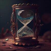 reloj de arena con arena adentro. conceptual imagen de hora paso., ai generativo imagen foto