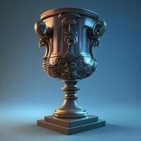 Medieval trophy on dark background. 3D rendering. Vintage style., Image photo